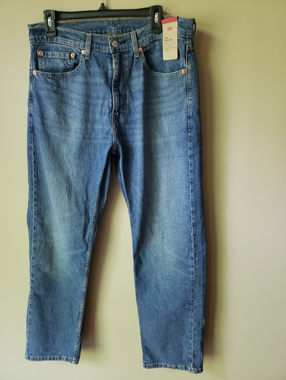 NWT Men's Levis 505 Regular Stretch Straight Leg 34 x 30  Blue Jeans
